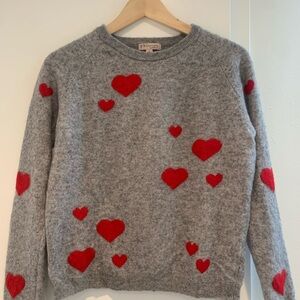 Philosophy Cashmere Gray Sweater with Red Heart Details